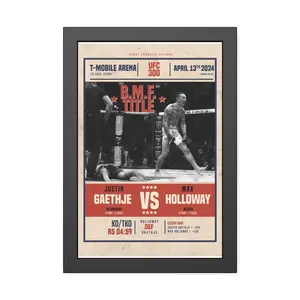 Fight Poster, poster Unframed , Max Holloway, Justin Gaethje, BMF Title, 300, UFC poster, MMA poster, wall decor, gift for him