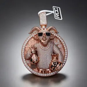 M2-2410 Oversized GOAT Pendant Bold Accessory for Street Culture Statement Piece Elevate Your Style Versatile Design for Any Outfit Eye-Catching Fashion Forward Jewelry outdoorfun