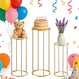 Garvee 3-Tier Adjustable Golden Metal Cake Stand with Acrylic Platforms - 100Cm, 80Cm, 60Cm Heights for Weddings, Birthdays, Baby Showers - Elegant Multi-Tier Dessert Display for Parties and Events