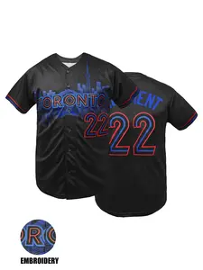 Men's Toronto #22 Embroidered Baseball Jersey Loose Fit V-Neck Short Sleeve Sports Top Sportswear Clothing for Casual Wear, Outdoor Activities, All Seasons