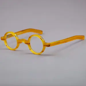 BETSION Retro Small Round Acetate Eyeglasses Frames Hand Made Anti Blue Blocking Reading Glasses for Men Women High Quality Daily Wear Durable Classic Fashionable Design