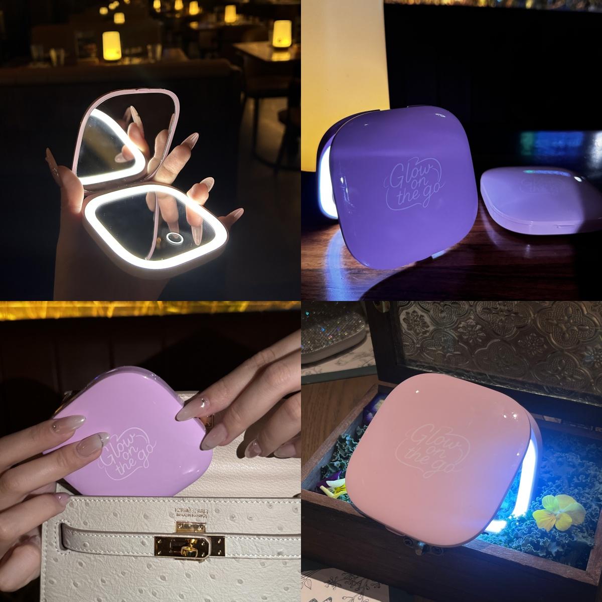 RAMUSO Lilac Mirror -  Compact Mirror Double Sided 1x/3x Magnifying for Travel,Makeup, Adjustable Lighted Pocket Mirror for Beauty, Skincare, Touch-Up, Home & On-the-Go | Compact Pink Hand Mirror Birthday Gift for Her Everyday Essential