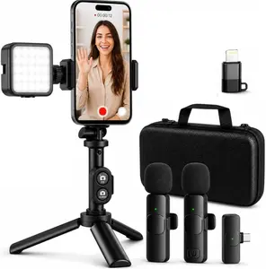 Vlogging Kit for iPhone/Android with Wireless Microphone, LED Light & Tripod – Phone Video Recording Kit for YouTube, TikTok, Streaming & Content Creators