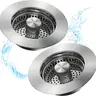 2PCS SS304 Steel 3-in-1 Pop-Up Basket Strainer, Anti-Clogging Leak-Proof Seal Cover with Silicone Gasket, 100000-Cycle Durable Brass Spring, Easy-Install Bathroom Gadget for 3.5 in US Standard Drains (Avoid Toxic Chemicals)