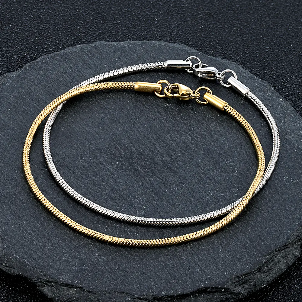 Simple Style Mens Bracelet 1mm Thin Silver Snake Bracelet Chain Snake Chain Mens Women Couple Lover Jewelry Gifts