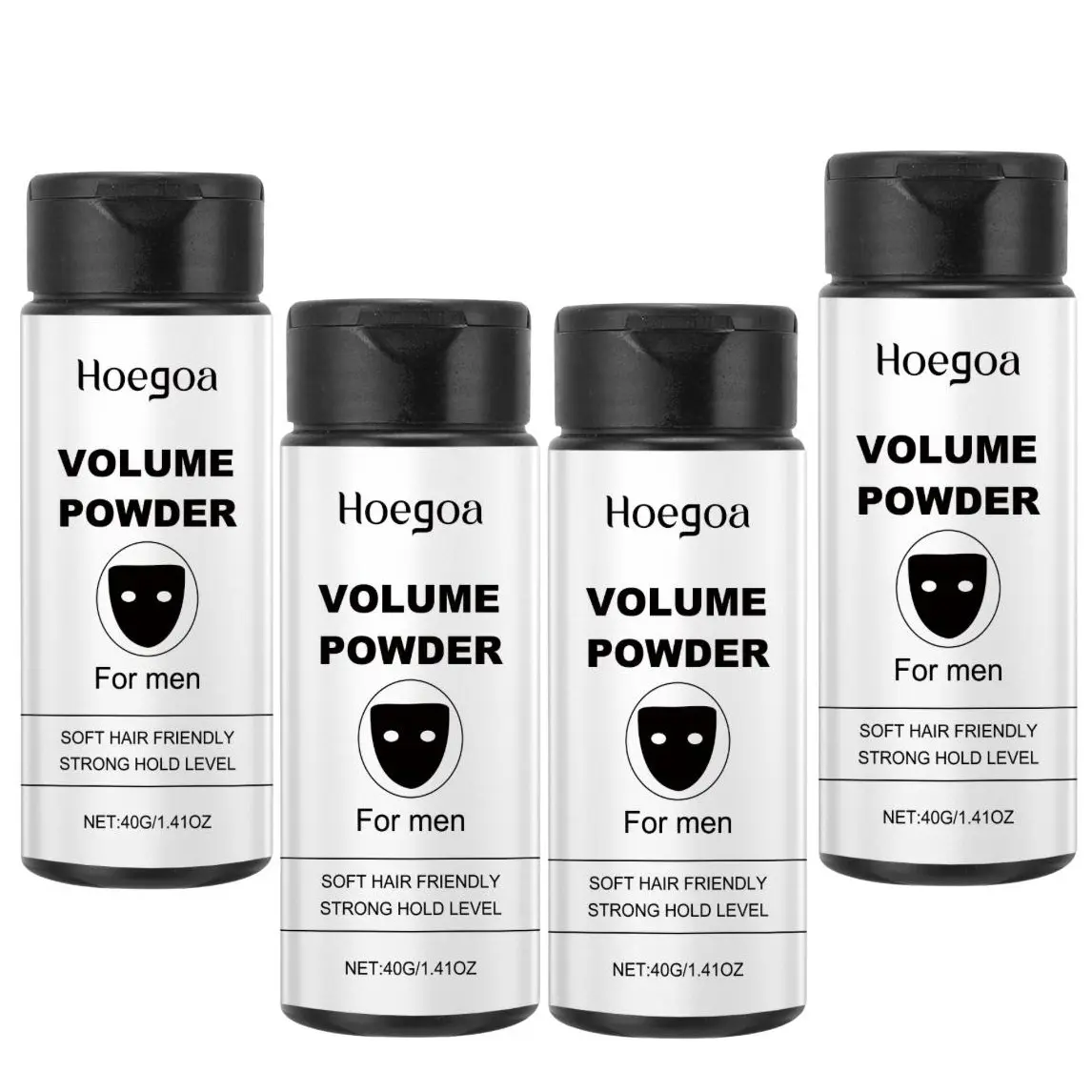 Hoegoa 4-Pcs Texturizing & Volumizing Styling Powder - Men's Hair Care Setting Product, Oil Control, Long-Lasting Texture, Exfoliating, Refreshing, Gentle Ingredients, Fluffy Lightweight Applicator
