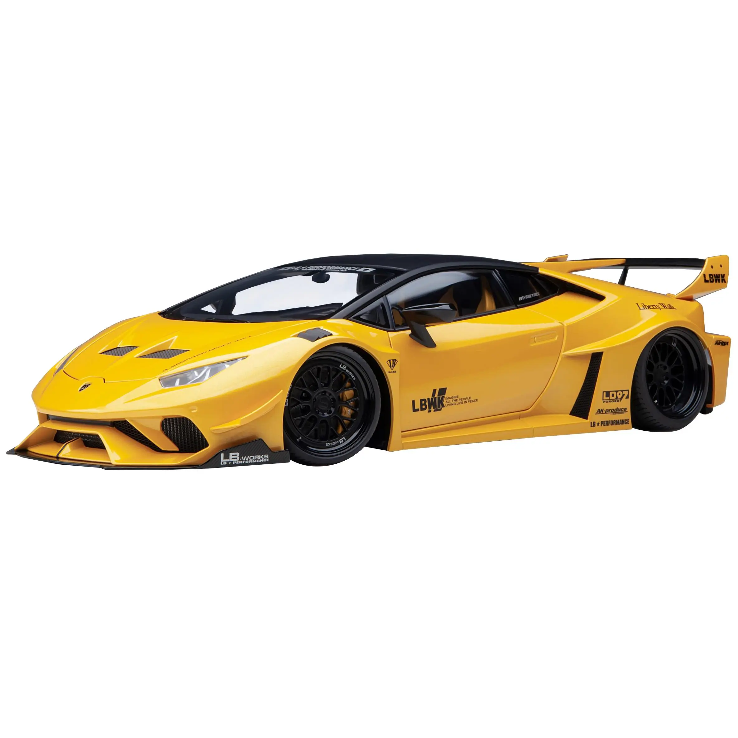 Lamborghini Huracan GT "LB-Silhouette Works" Yellow Metallic with Black Top 1/18 Model Car by Autoart