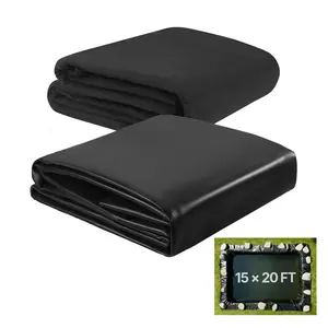 VEVOR 15x20ft 45 Mil EPDM Rubber Pond Liner Combo Pack with Underlayment, Leak-Proof, Durable, Easy-to-Cut, Outdoor Water Retention Solution for Water Gardens, Waterfalls, Black