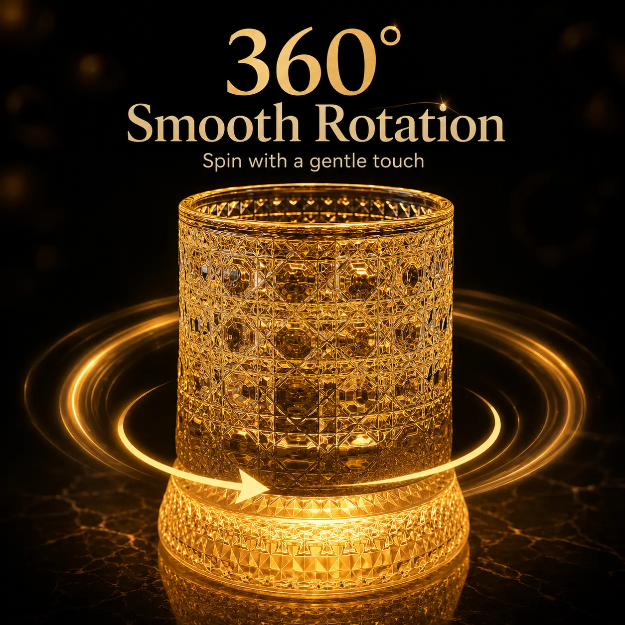 Premium Drinking Glasses, Star-Cut Crystal Whiskey Tumbler with 360° Spinning LED Base for Adults, Luxury Barware for Wine, Birthday or Father's Day Gift for Men, Crystals, Drinking Glass Tumbler, Tumbler Shape