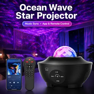 Ocean Wave Star Projector Light, 7 Color Water Ripple Night Light with Remote Control, Bluetooth Music Speaker, Galaxy Projector for Bedroom Party Room Decor Gift lamp aurora lighting