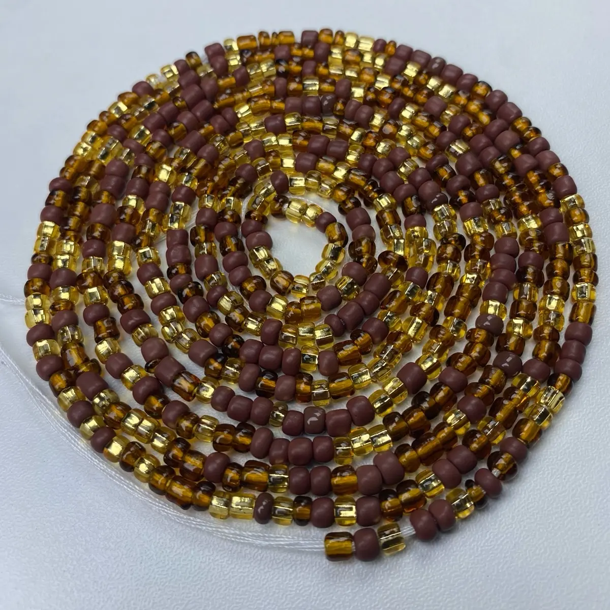 Golden Earth Tones Waist Bead- Body Jewelry Handmade- Waist Jewelry-Waist Bead-Tie On 45" - 50” Waistbeads