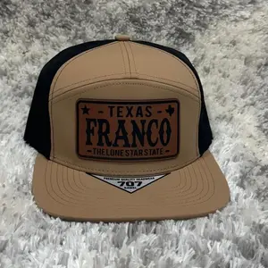 Custom Leather Patch Hats Texas License Plate with Last Name - Customizable Design for Texas License Plates