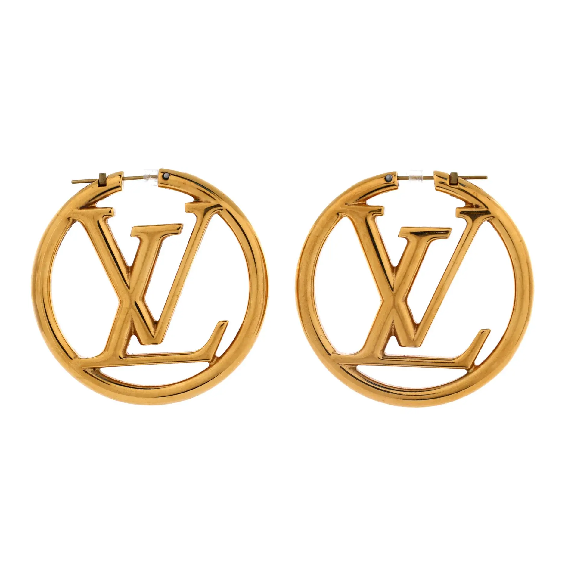 Pre-owned Louis Vuitton Louise Hoop Earrings Metal GM by Rebag