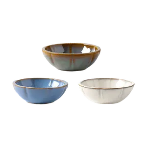 KAWASIMAYA Japanese Ceramic Dipping Sauce Dish Set, 3 Pcs Small Appetizer Plates, Unique Kiln Glaze Condiment Bowls for Soy Sauce, Snacks, Tapas