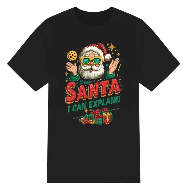 Funny Santa T-shirt 100% Cotton Crew Neck Unisex Holiday Tee I Can Explain Slogan Graphic Festive Gift Christmas novelty top#SohoChic