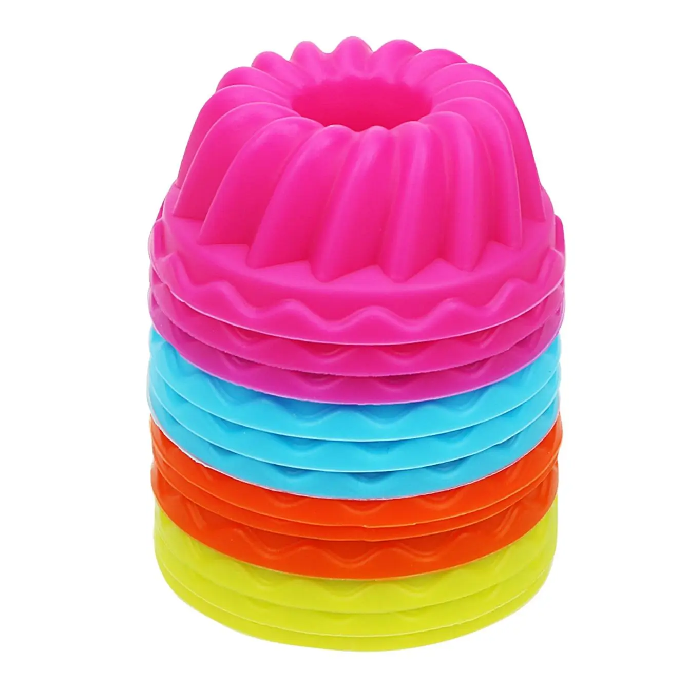 Silicone Pudding Cupcake Muffin Donut Mold, 12pcs/set Non-stick Baking Jelly Mould, Thread Shape Baking Mold for Home Kitchen