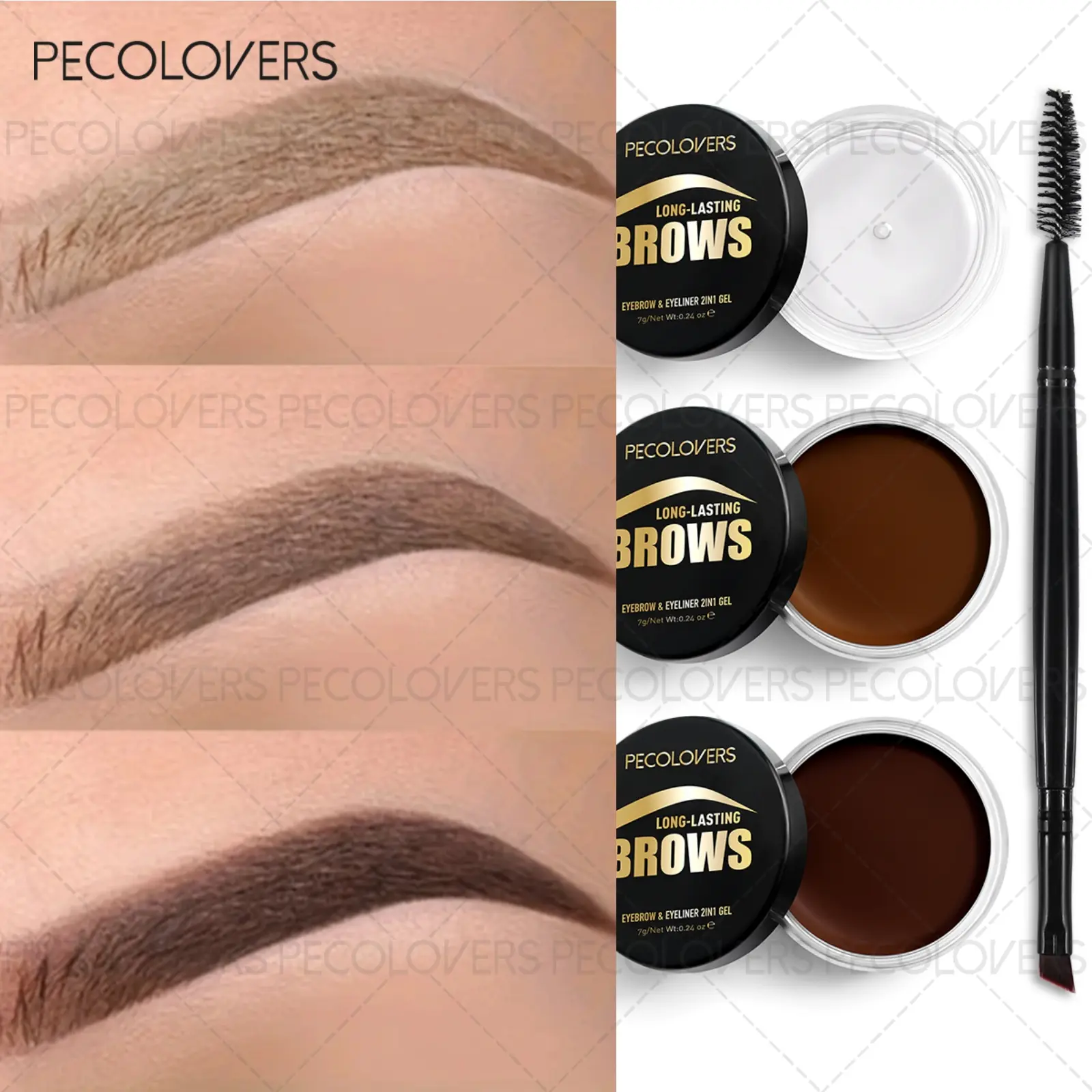 Brown Black Eyebrow Cream With Brush Natural Waterproof Long-Lasting Easy to Color Non Smudge Eyebrow Cream Make Up Cosmetic Tool Eyebrow Tinting Cream Eyebrow Products