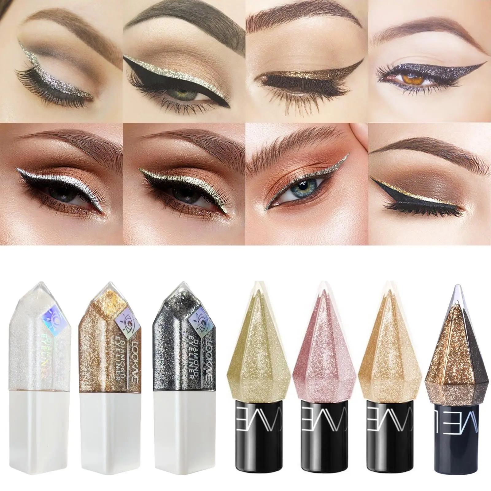 Mini Glitter Liquid Eyeliner Pencil Waterproof Purple Pink Gold Eye Liner Pen Long Lasting Quickily Drying Eyes Makeup Cosmetics