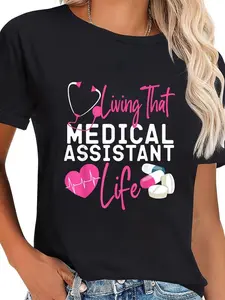 cotton Certified Medical Assistant Life CMA T-Shirt casual Fashion graphic tees women