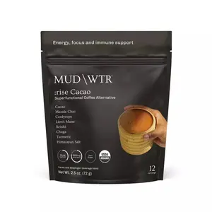 MUDWTR Original :rise Cacao - Coffee Alternative Beverage with Cacao Masala Chai & Mushroom Blend - Clean Energy Boost - USDA Organic Drink - 12 Servings - Natural Caffeine Free Superfood