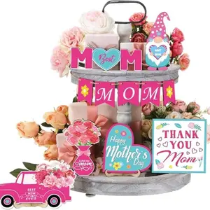 Mother's Day Decorations, Gifts, Decorations Supplies, 1 Set Tiered Tray Decor Set, Decorate Signs and Plaques without Tray, Indoor & Outdoor Dining Table Centerpiece