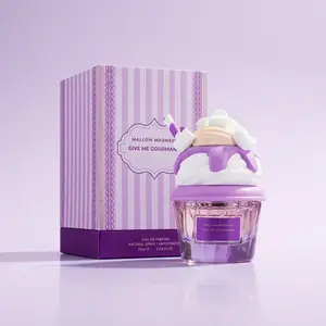 Eau de Parfum 75ml 2.5oz Fluffy Marshmallow Icing Sugar Sweet Perfume Soft Powdery Vanilla Cream Fragrance Novelty Purple Cupcake Bottle for Women Girls Autumn Winter TikTok Viral Aesthetic Gift