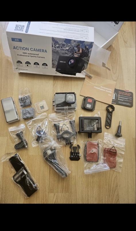 4K 60FPS Action Camera with 64GB Card-48MP Waterproof Camera,40M Underwater Camera,8X Zoom,EIS Stabilization,WiFi,Remote Control,MotorcycleCamera with 2 Rechargeable Batteries
