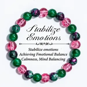 Handcrafted Red & Green Stone Bracelet for Emotional Balance - Crystal Jewelry Gift for Men and Women