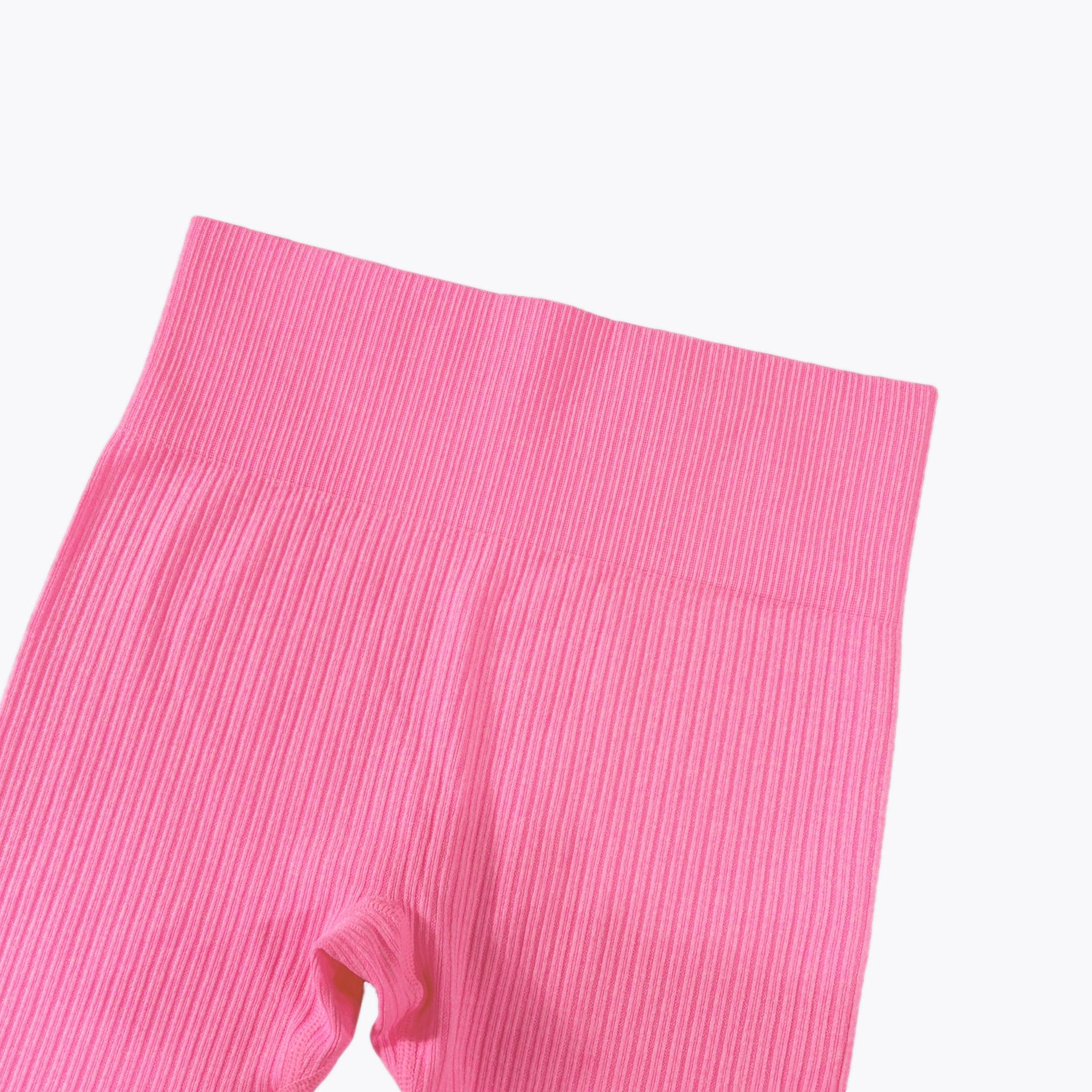 Fashion Candy Colors Women High-Waisted Butt-Lifting Tummy-Control Leggings, Soft Comfortable Breathable Elastic Ribbed Texture Sport Pants, Gym Workout Yoga Fitness Leggings, Suitable For Casual and Versatile Styles, Everyday Wear Must-Have For Wardrobe