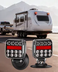 Ehaho Wireless Trailer Lights Magnetic Kit, Portable LED Tow Lights with IP67 Waterproof, Fast Charge tail light with 9 Hours Runtime, Turn Signal Reverse Brake light for RV Boat Truck Car Towing