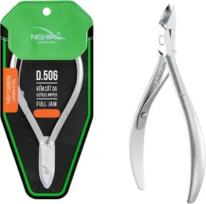 NGHIA Premium Tech Nail Nippers (D-506 Model) - Iron Steel Cuticle Tool for Youth, Grey Plated Full Jaw, Single Spring for Smooth Precise Cuts, Manicure Nail Care