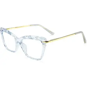 Cat eye frame, transparent lens, ladies' glasses