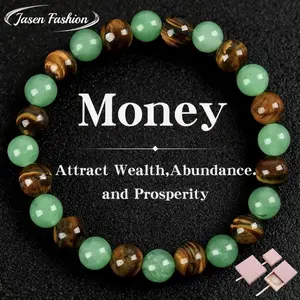 1pc Arpurraina Money Attraction Bracelet with Green Aventurine & Tiger Eye - Solid Unscented Prosperity & Wealth Amulet for Birthday, Anniversary, Summer Vacation & Theme Parties Jewelry Charms Abundance Crystal bracelet