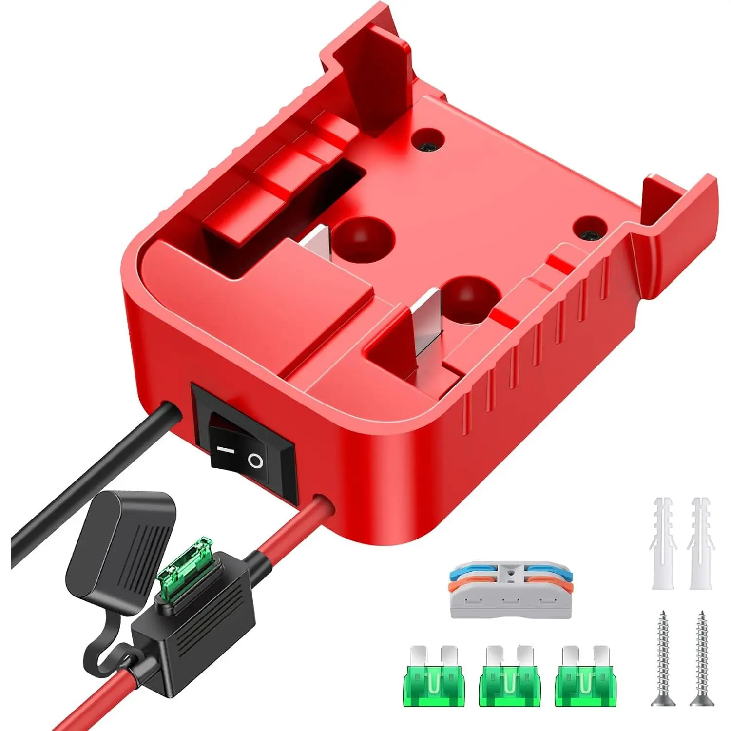 GJANSH 18V Power Wheel Adapter for Milwaukee M18 Lithium Ion Batteries, 12AWG Wire Kit with Switch, Fuse, Terminals, 30A Overload Guard, Rechargeable Accessory for DIY Home Improvements & Simple Wire Connection