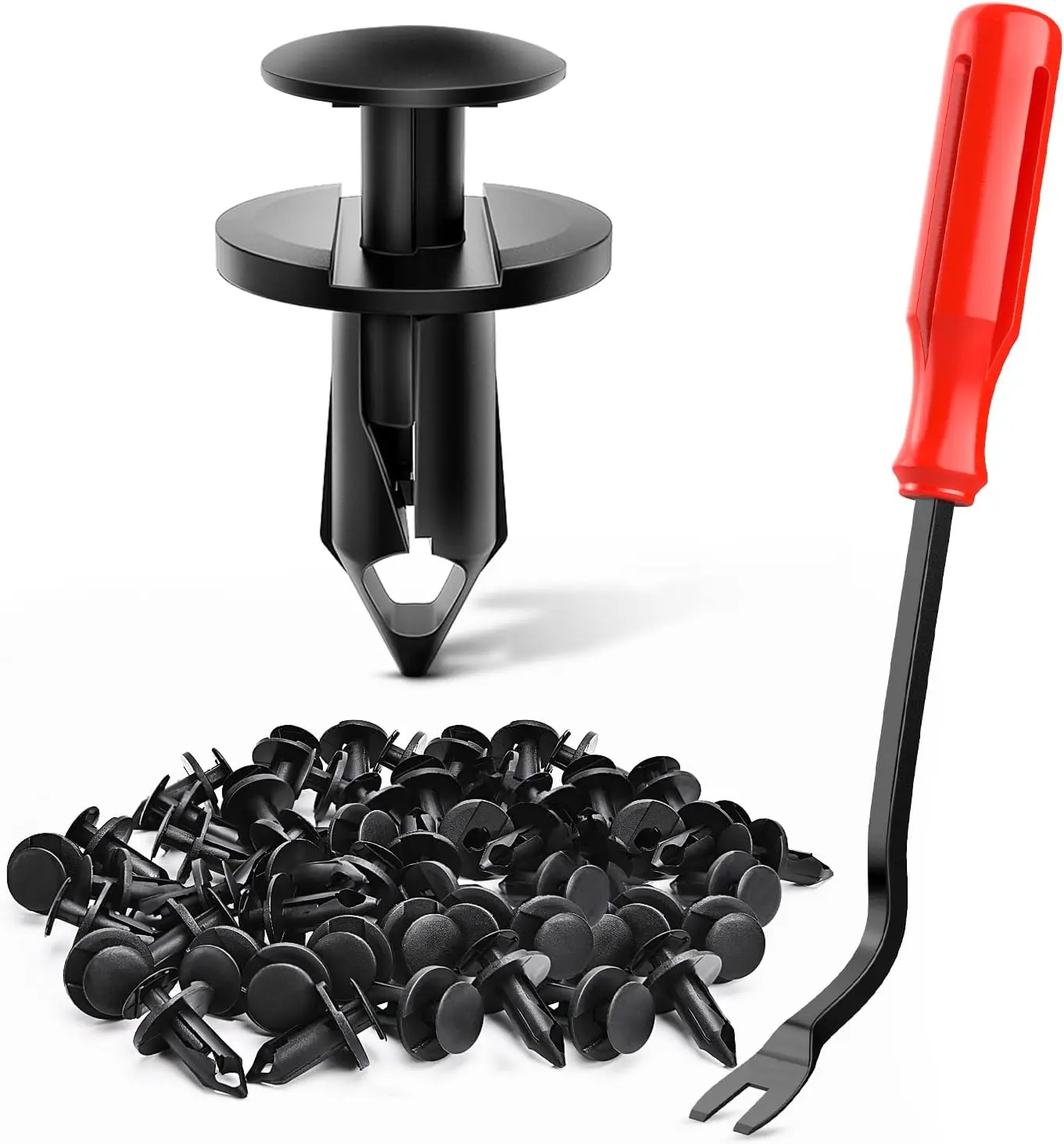 Nilight Car Clips Kit - 100PCS Push-Fit Car Accessories, 20mm Head Diameter Nylon Bumper Rivets Fasteners, Compatible with GM 21030249/GM Saturn 2 Door & 4 Door Models, Ford N807389S, Chrysler 6503598, W/1PC Fastener Remover for Side Skirt Repair, Truck