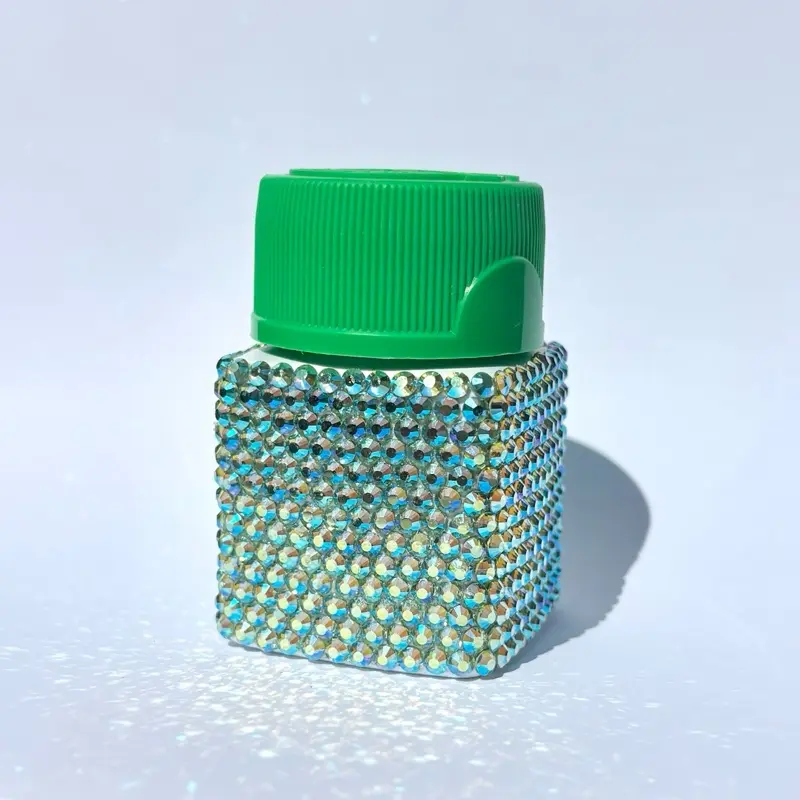 Green Square Rhinestone Pill Bottle