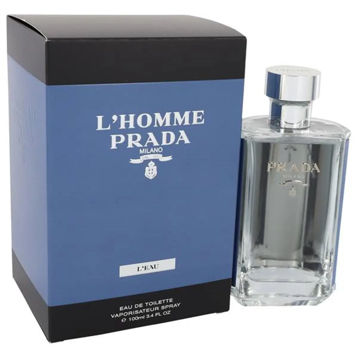 PRADA L'Homme L'Eau Eau de Toilette for Men, Long-Lasting and Fresh Men's Cologne, Skin-Friendly Fragrance Spray, 3.4 fl oz, Boxed Bottled Men's Fragrance