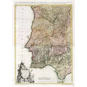 Portugal and Algarve - River Map, 1763 - Historical Map Print