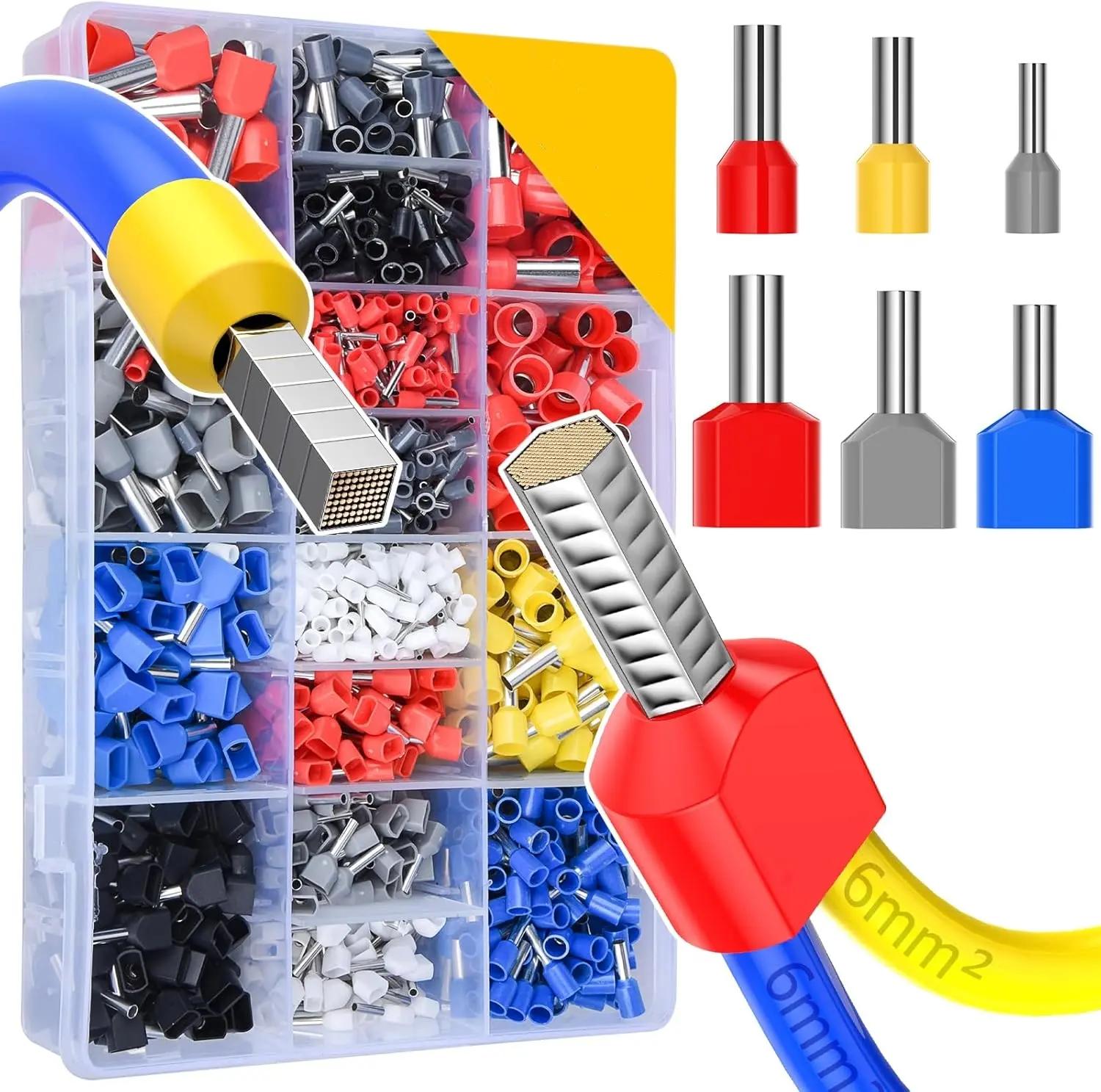 1200 Pcs Wire Ferrules Kit,Insulated Cord End Terminals Set,Crimp Tube Pin Connector Combo with Storage Box for Electrical,Audio,3D Printer DIY,Halloween Christmas Party Fathersdaygift,Tools & Hardware