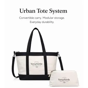 Versa Verde Urban Trail Convertible Canvas Tote with Adjustable Shoulder Strap & Essential Bag