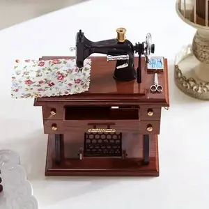 Vintage Sewing Machine Design Music Box, Home Decor Ornament, Ideal Gift for Birthdays and Christmas, Unique Charming Musical Instrument