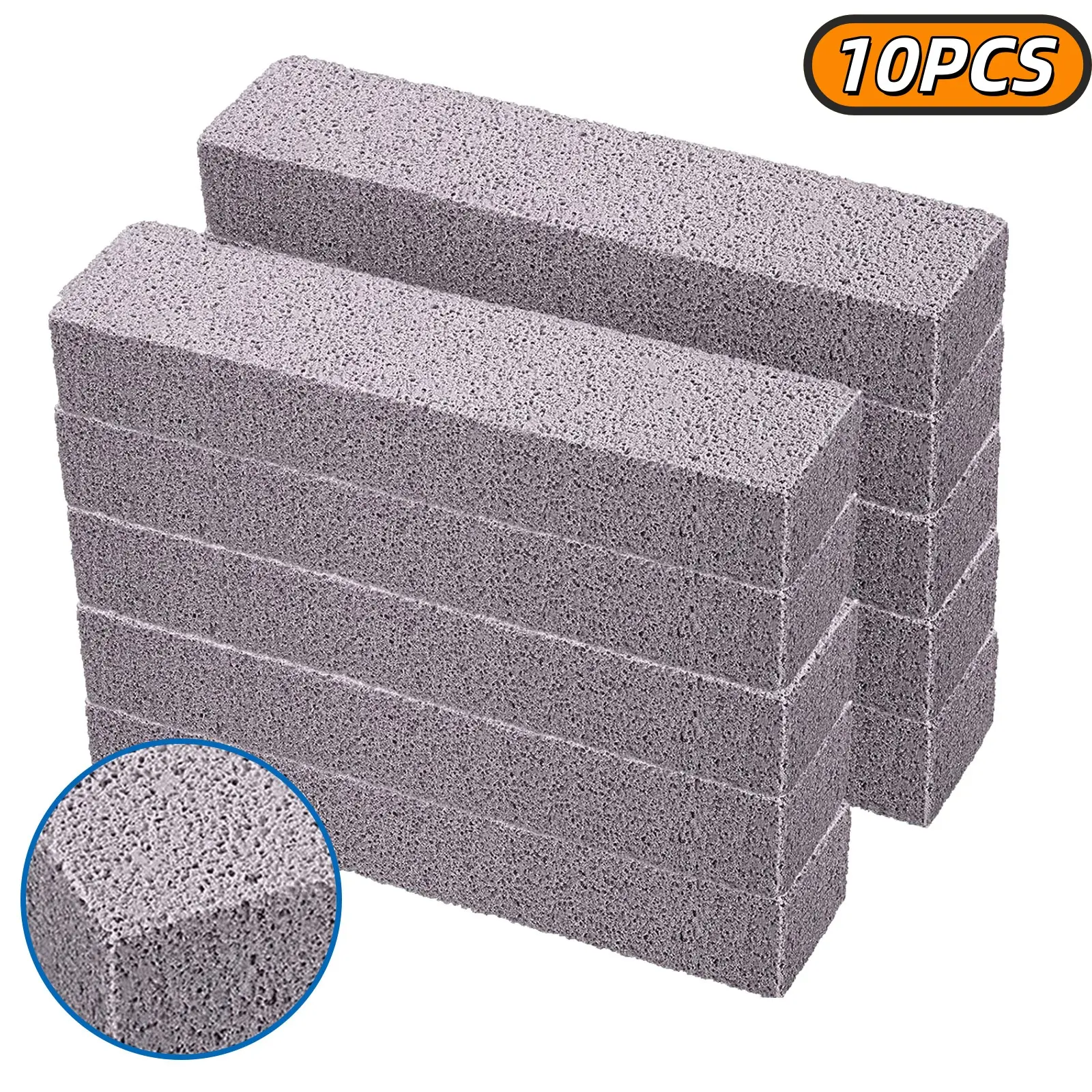 10 Pack Pumice Stick Cleaner, Grey Pumice Scouring Pad, High Density Cleaning Stone 5.9 Inch, Multipurpose Household & Kitchen Stain Remover Tool