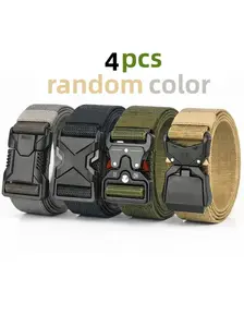 Durable Nylon Webbing Belts with Snap Buckles, Random Styles, Sporty Design, Ideal for Work, Training, Outdoor Activities