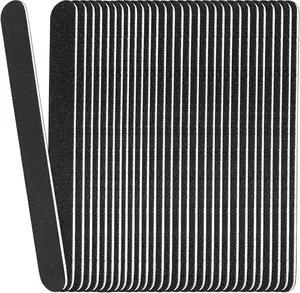 Emery Board Nail Files (24 Pack), 100/180 Grit Wooden Nail File for Natural Nails, 7 Inches Emory Filers Manicure Tool Set Disposable Nail File for Home Salon Black