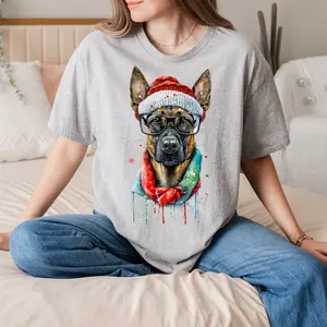 Christmas Dog Shirt, Cute German Shepherd Christmas Tee, Funny Holiday Dog Lover T-Shirt, Winter Pet Lover Gift, Animal Christmas Shirt