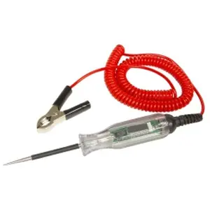 Lisle Heavy Duty Digital LCD Circuit Tester - 3-48V, 12ft. Coil Cord, Alligator Clamp