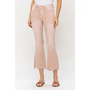 Carissa Vintage Crop Flare Jeans - Blush