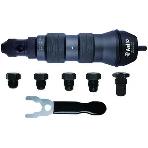 Astro Pneumatic Tool AOADR14 Extra Large Blind Rivet Tool Kit - 1x4 in. Capacity, Aluminum Metal Construction, CNC Machined, Japanese Bearings, Metal Handle, Automotive Car Repair Hardware