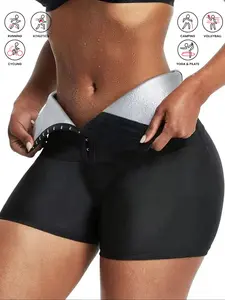 Women's High Waist Sauna Sweatpants, Tight-Fitting Yoga Shorts, Compression Sports Shorts, Elastic Compression Fabric, Abdominal Control, Suitable for All Seasons