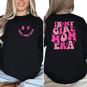 Unbranded Women's Round Neck Cotton T-Shirt - Casual Comfortable Sports Top, "In My Girl Mom Era" Black Graphic Tee, Mother's Day Gift Idea, Sizes S-4XL (Plus Size SM01), Tops, Tshirt